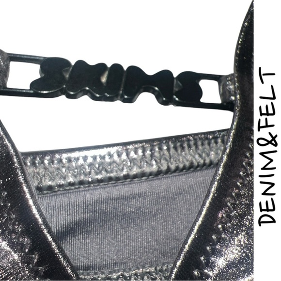 SKIMS METALLIC SWIM HALTER MONOKINI |STYLE: OP-CKY-2807 | COLOR:CARBON | NEW/NET - Picture 4 of 11